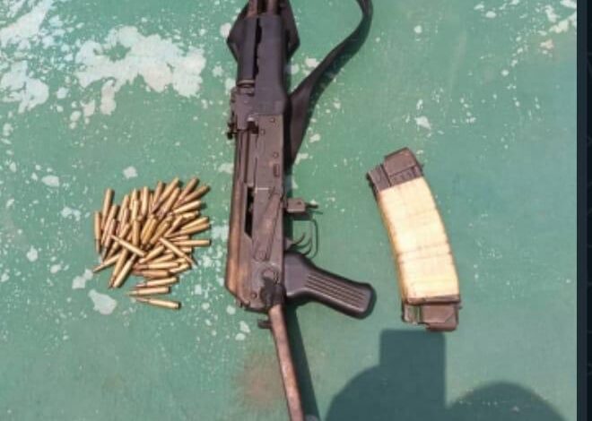 Anambra police recover weaponry and search the kidnappers' hideout.