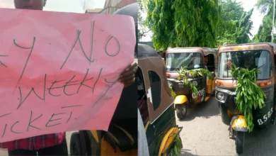 Umuahia tricycle drivers oppose weekly tickets and rising prices for petrol.
